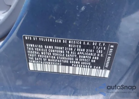 2016 Volkswagen Jetta 1.4T S из США, поврежденный, VIN 3VW267AJ0GM292342